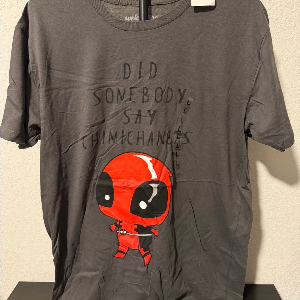 Gray Deadpool “Did Somebody Say Chimichangas?” Graphic T-Shirt